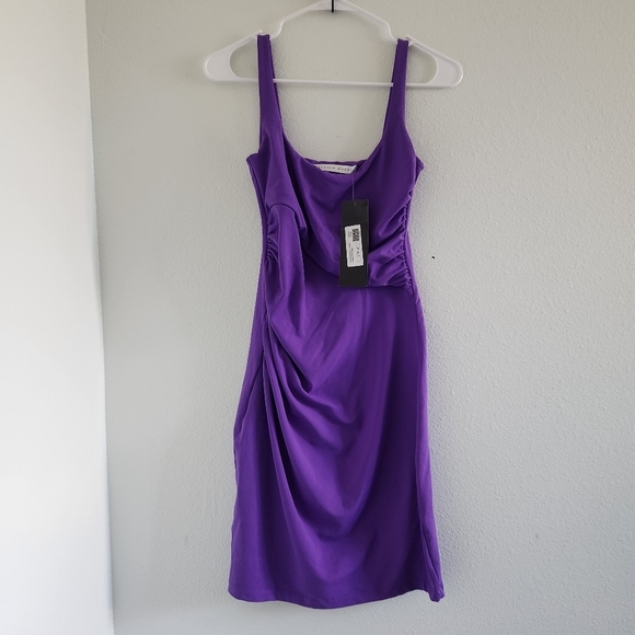 NWT SUSANA MONACO Gathered Purple Tank Dress Size Medium - Picture 7 of 7